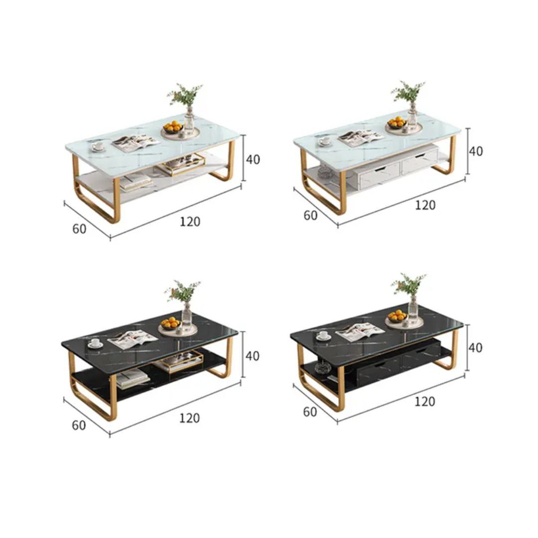 Table Basse Design Marbré – Élégance Moderne et Rangement Intégré