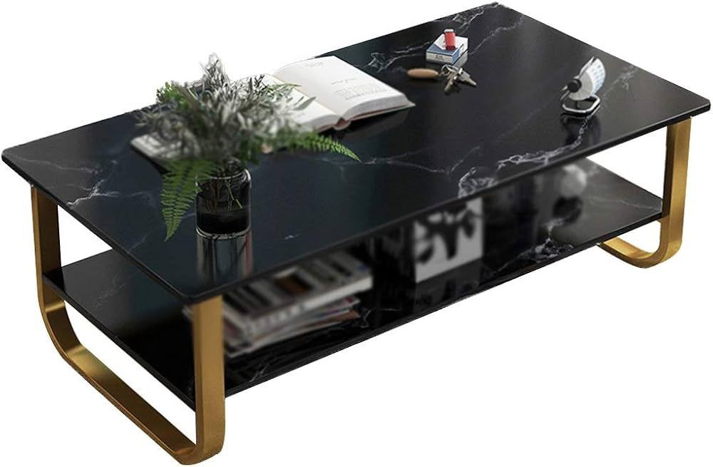 Table Basse Design Marbré – Élégance Moderne et Rangement Intégré