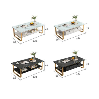 Table Basse Design Marbré – Élégance Moderne et Rangement Intégré