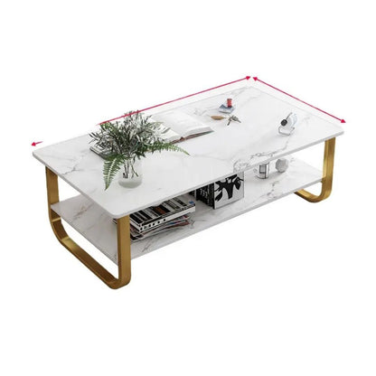 Table Basse Design Marbré – Élégance Moderne et Rangement Intégré