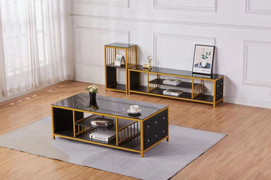 ENSSSEMBLE SALONS generic style verre trempé marbré (NOIR & BLANC)